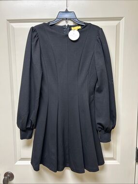 Flying Tomato Black Long Sleeve Pleated Dress. Perfect for fall!